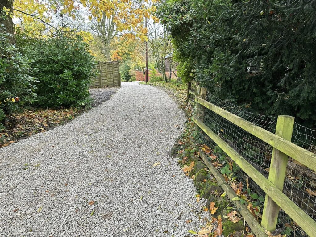 Long gravel driveway in Willaston