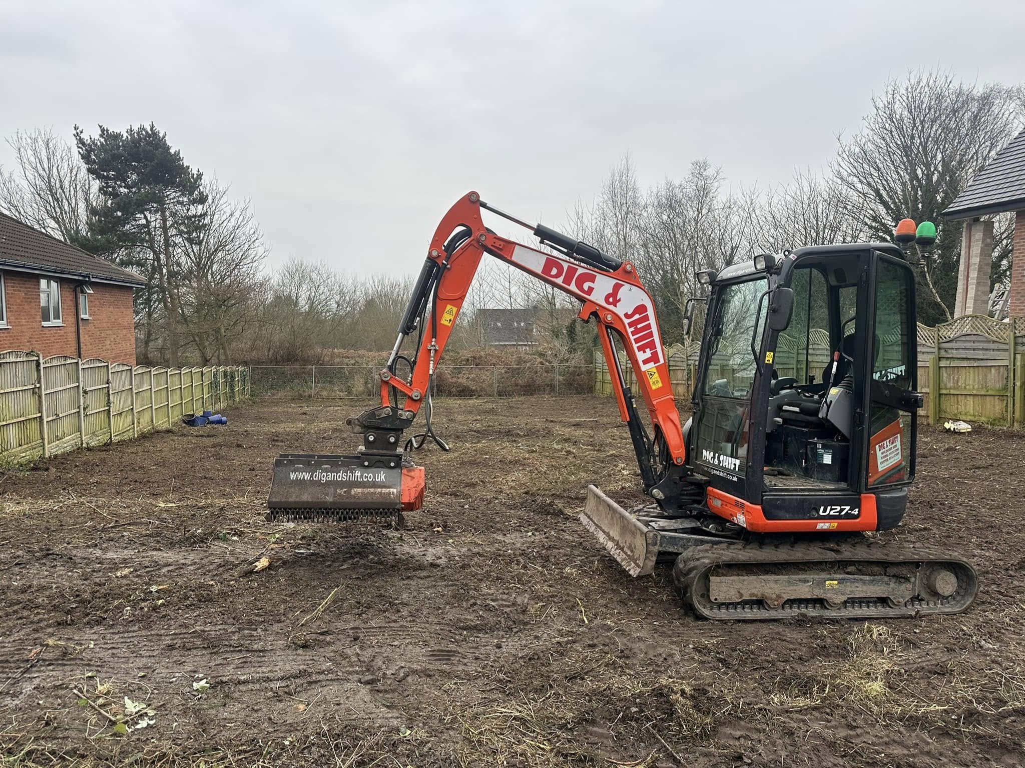 Our Kubota Digger being used for Site Clearance in Lower Heswall for new build site